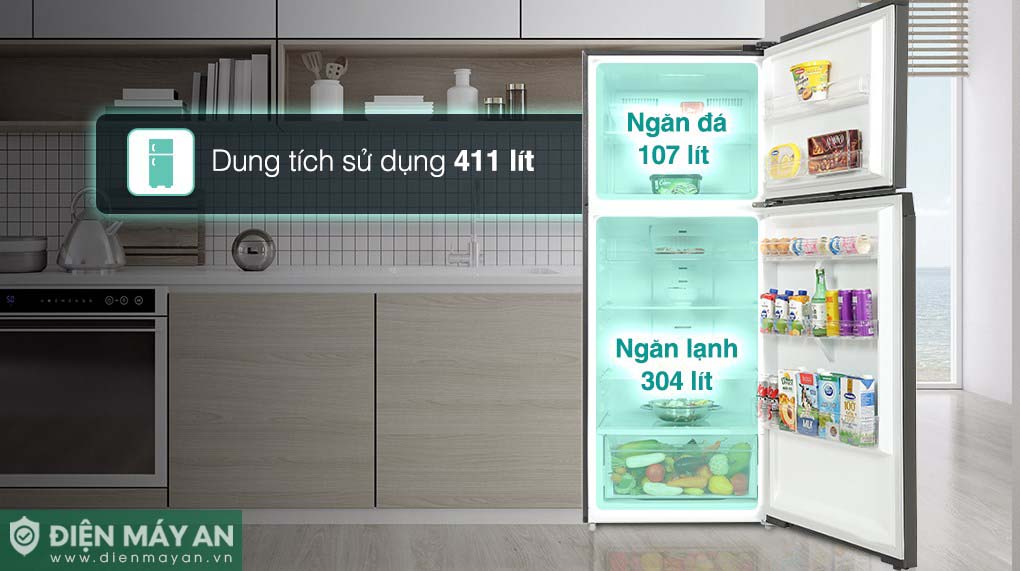 Tủ Lạnh Toshiba Inverter 411 Lít GR-RT559WE-PMV(58)-MM - ngăn đá và ngăn lạnh